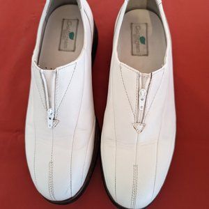 Ladies GolfStream Golf Shoes, All White with Zipper Front
